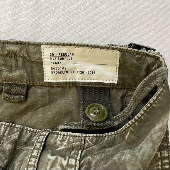 NWOT R13 Wide Leg Cargo Pant Olive Garment Dyed Cotton Poplin - Picture 9 of 12